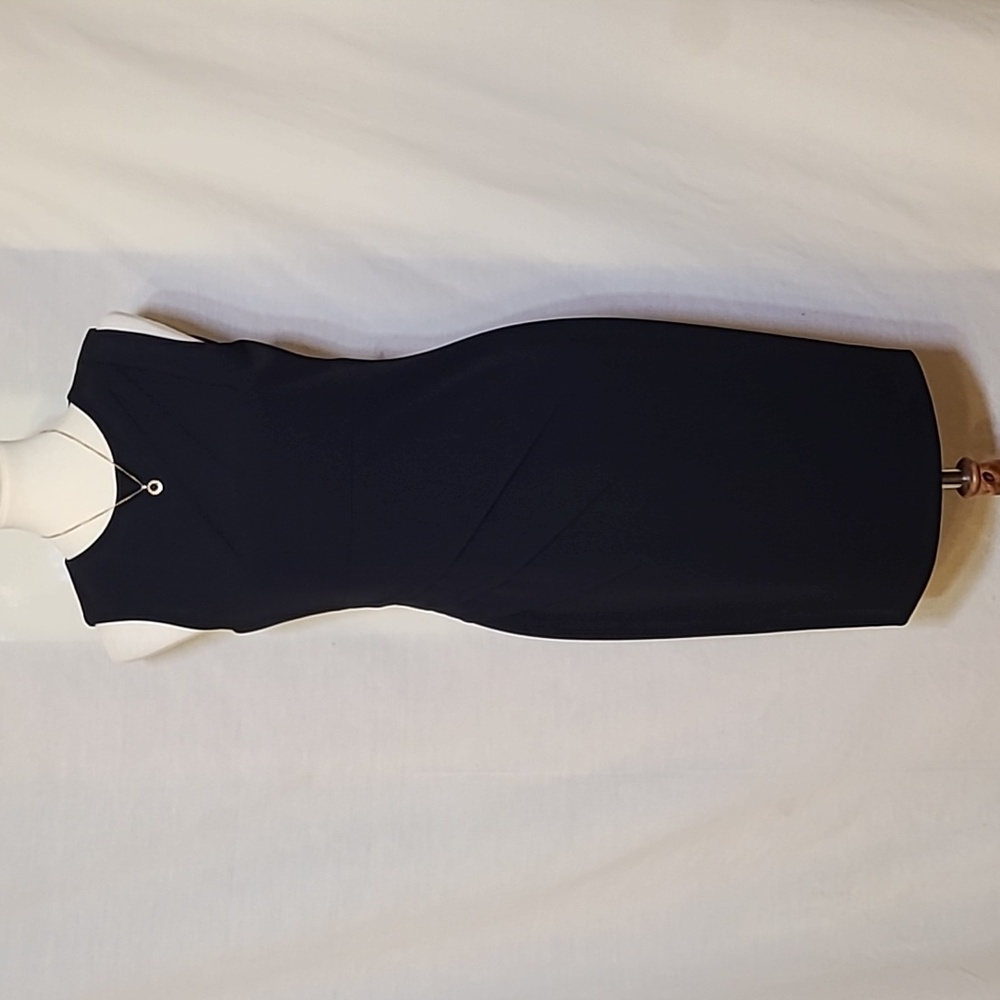 Calvin Klein Black Sunburst Seam Detail Sheath Dress